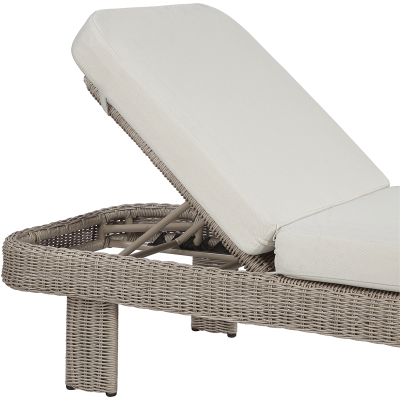 Meridian Furniture Sandbay Cream Water Resist Fabric Patio Lounge Chair