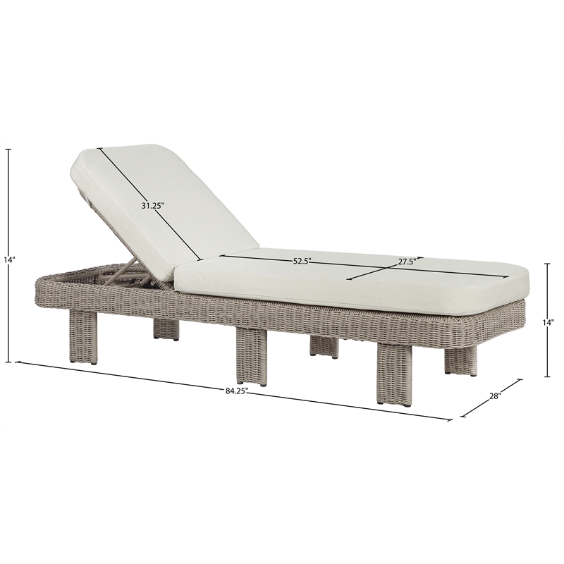 Meridian Furniture Sandbay Cream Water Resist Fabric Patio Lounge Chair