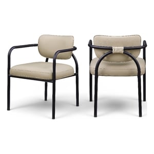 Meridian Furniture Serava Beige Vegan Leather Dining Chair (Set of 2)