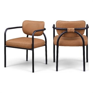 Meridian Furniture Serava Cognac Vegan Leather Dining Chair (Set of 2)