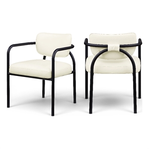 Meridian Furniture Serava Cream Vegan Leather Dining Chair (Set of 2)