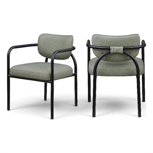 Meridian Furniture Serava Green Vegan Leather Dining Chair (Set of 2)
