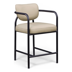 Meridian Furniture Serava Beige Vegan Leather Upholstered Counter Stool
