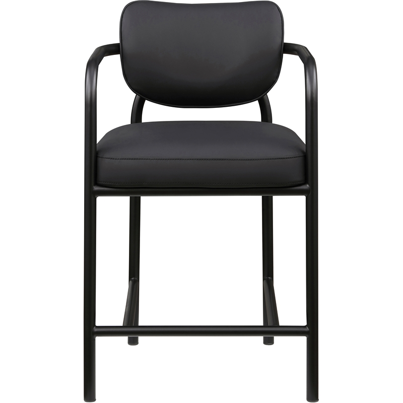 Meridian Furniture Serava Black Vegan Leather Upholstered Counter Stool