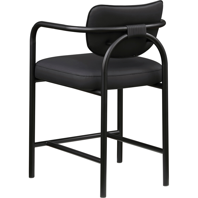 Meridian Furniture Serava Black Vegan Leather Upholstered Counter Stool