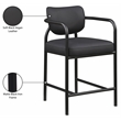 Meridian Furniture Serava Black Vegan Leather Upholstered Counter Stool