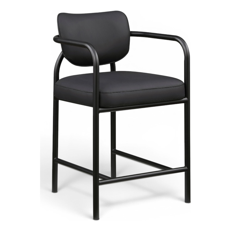 Meridian Furniture Serava Black Vegan Leather Upholstered Counter Stool