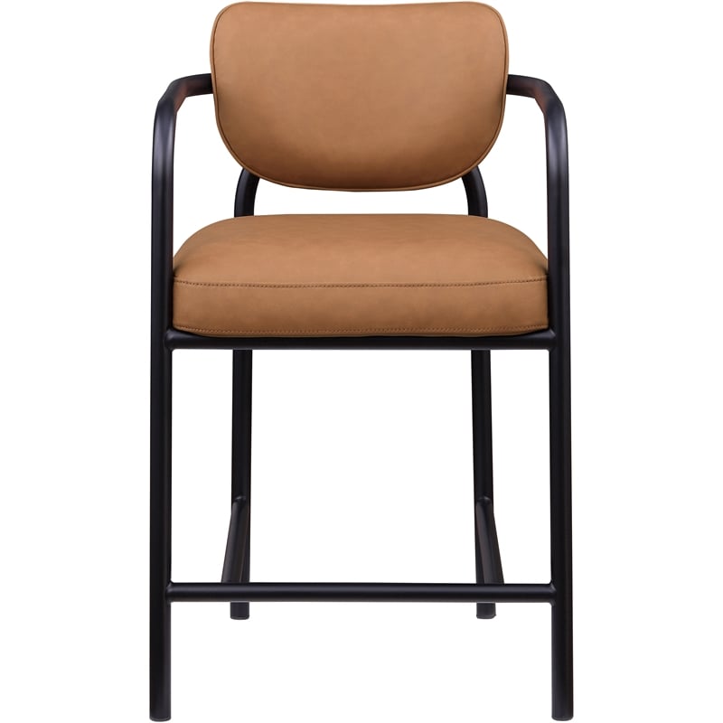 Meridian Furniture Serava Cognac Vegan Leather Upholstered Counter Stool
