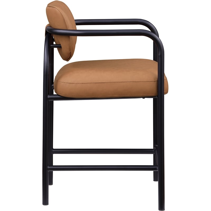 Meridian Furniture Serava Cognac Vegan Leather Upholstered Counter Stool