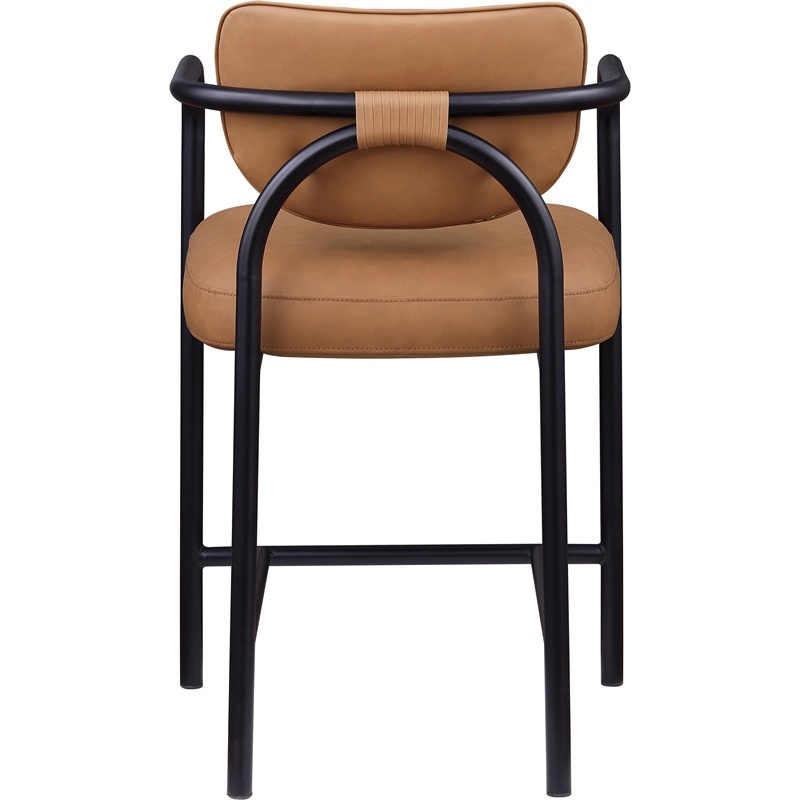 Meridian Furniture Serava Cognac Vegan Leather Upholstered Counter Stool