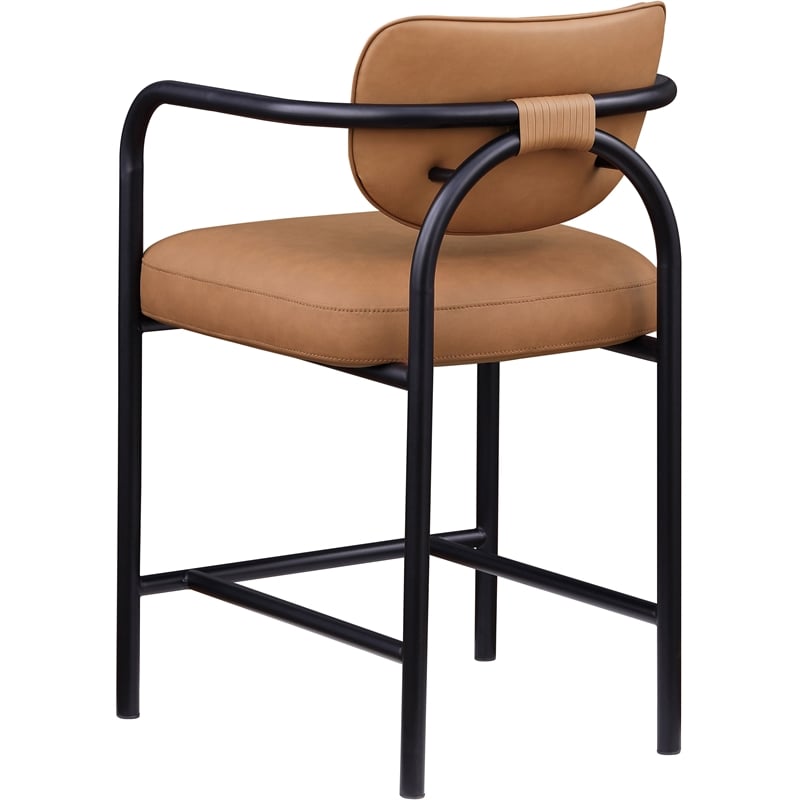 Meridian Furniture Serava Cognac Vegan Leather Upholstered Counter Stool