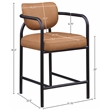 Meridian Furniture Serava Cognac Vegan Leather Upholstered Counter Stool