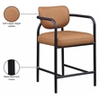 Meridian Furniture Serava Cognac Vegan Leather Upholstered Counter Stool