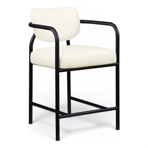 Meridian Furniture Serava Cream Vegan Leather Upholstered Counter Stool