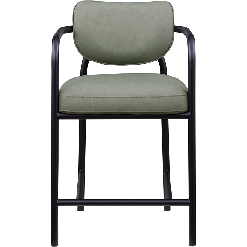 Meridian Furniture Serava Green Vegan Leather Upholstered Counter Stool