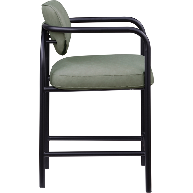 Meridian Furniture Serava Green Vegan Leather Upholstered Counter Stool