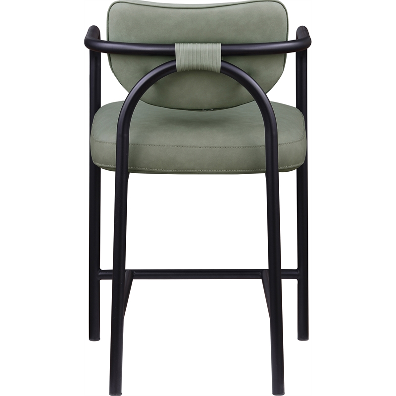 Meridian Furniture Serava Green Vegan Leather Upholstered Counter Stool