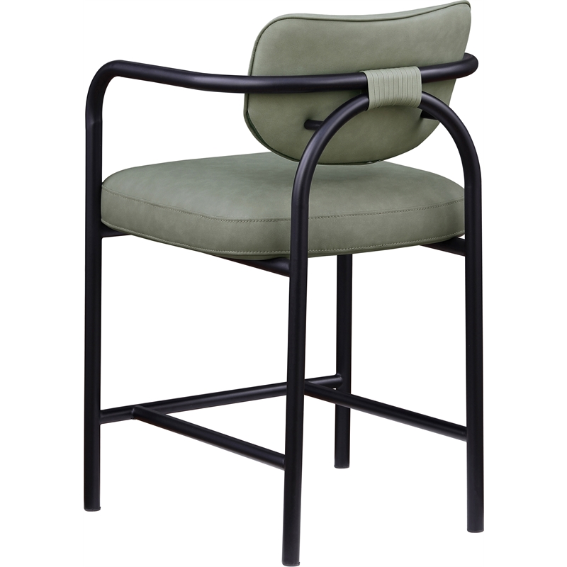 Meridian Furniture Serava Green Vegan Leather Upholstered Counter Stool
