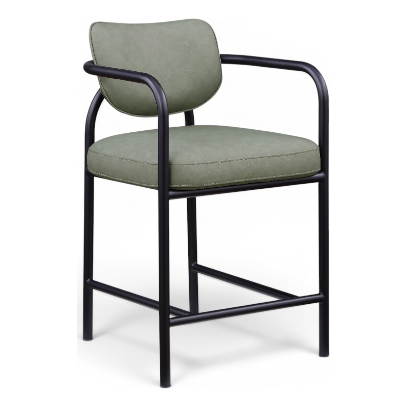 Meridian Furniture Serava Green Vegan Leather Upholstered Counter Stool