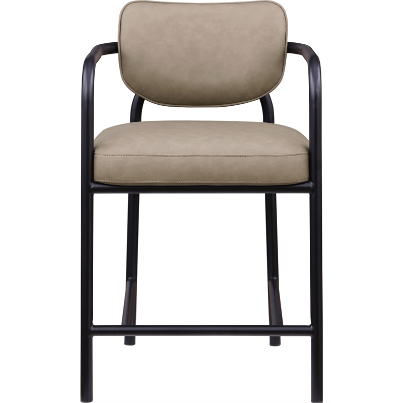 Meridian Furniture Serava Taupe Vegan Leather Upholstered Counter Stool
