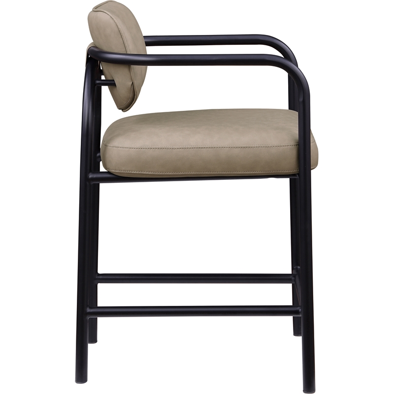 Meridian Furniture Serava Taupe Vegan Leather Upholstered Counter Stool