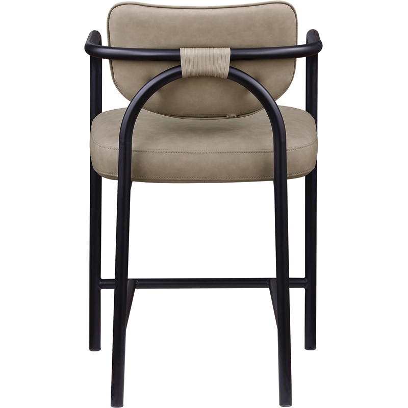 Meridian Furniture Serava Taupe Vegan Leather Upholstered Counter Stool