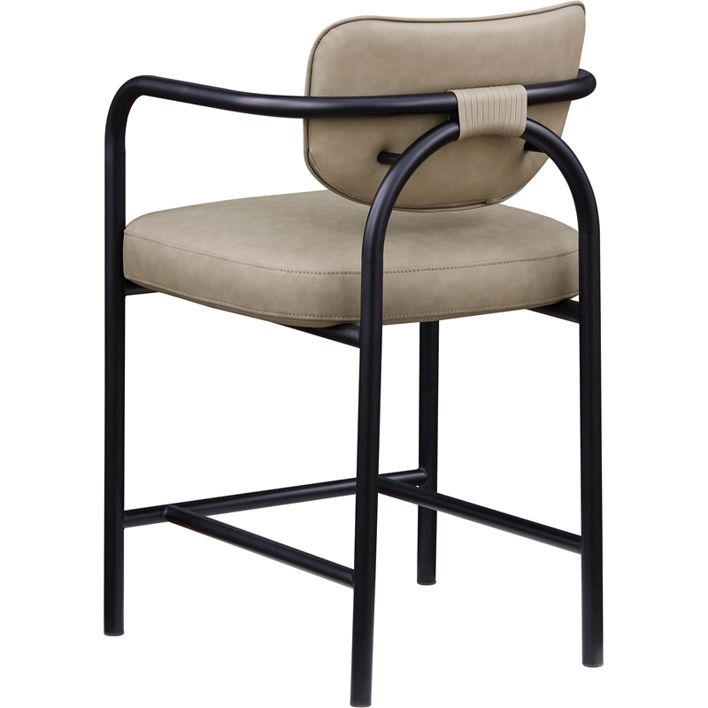 Meridian Furniture Serava Taupe Vegan Leather Upholstered Counter Stool