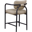 Meridian Furniture Serava Taupe Vegan Leather Upholstered Counter Stool