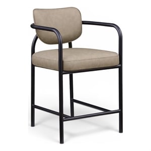 Meridian Furniture Serava Taupe Vegan Leather Upholstered Counter Stool
