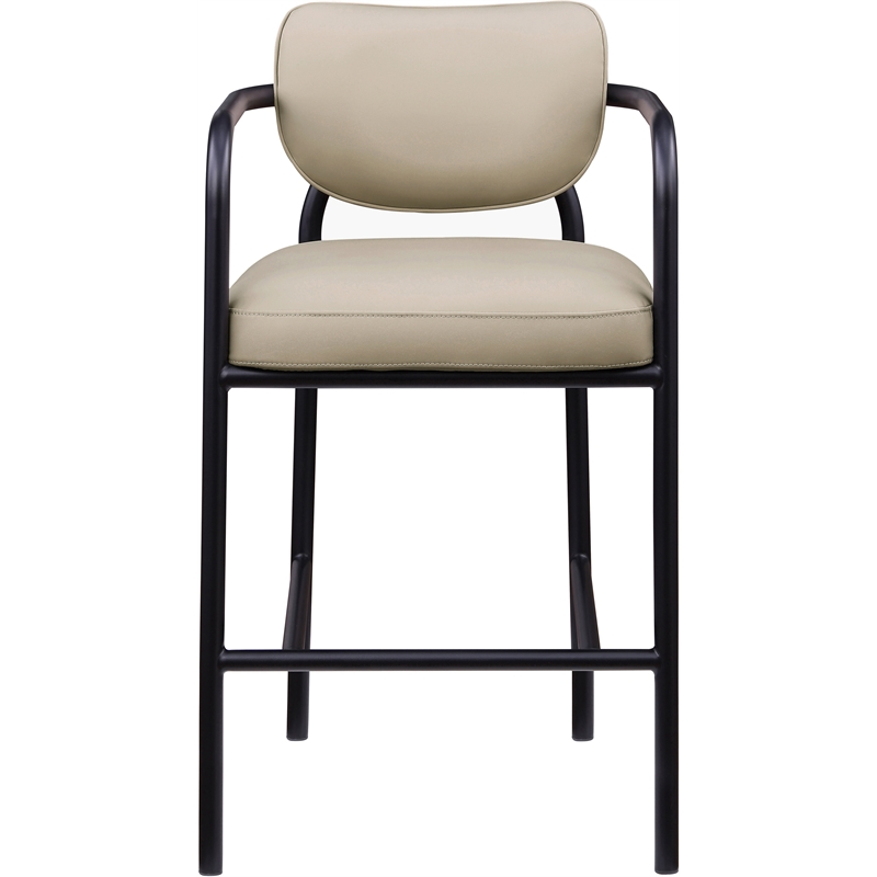 Meridian Furniture Serava Beige Vegan Leather Upholstered Bar Stool