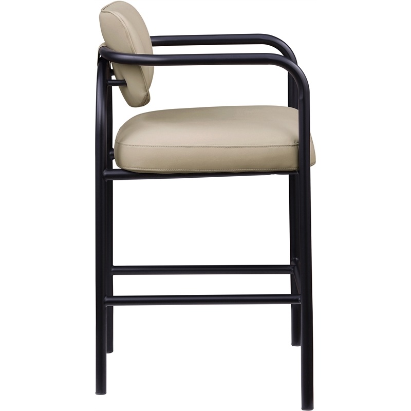 Meridian Furniture Serava Beige Vegan Leather Upholstered Bar Stool