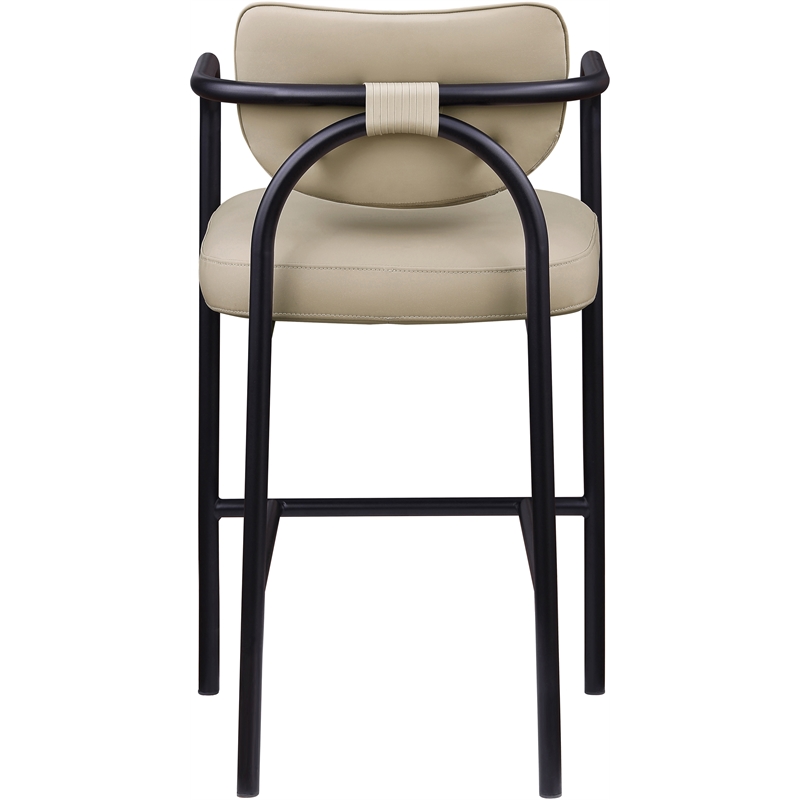 Meridian Furniture Serava Beige Vegan Leather Upholstered Bar Stool