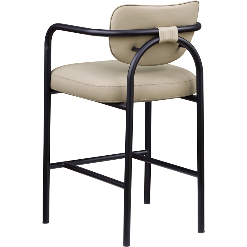 Meridian Furniture Serava Beige Vegan Leather Upholstered Bar Stool