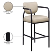 Meridian Furniture Serava Beige Vegan Leather Upholstered Bar Stool