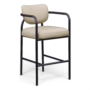 Meridian Furniture Serava Beige Vegan Leather Upholstered Bar Stool