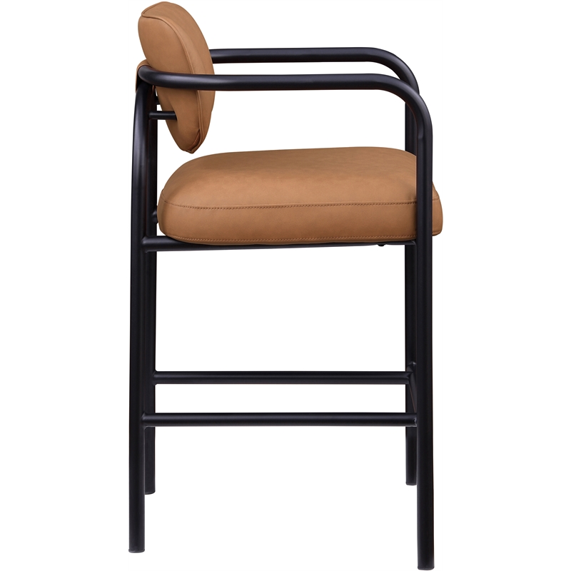 Meridian Furniture Serava Cognac Vegan Leather Upholstered Bar Stool