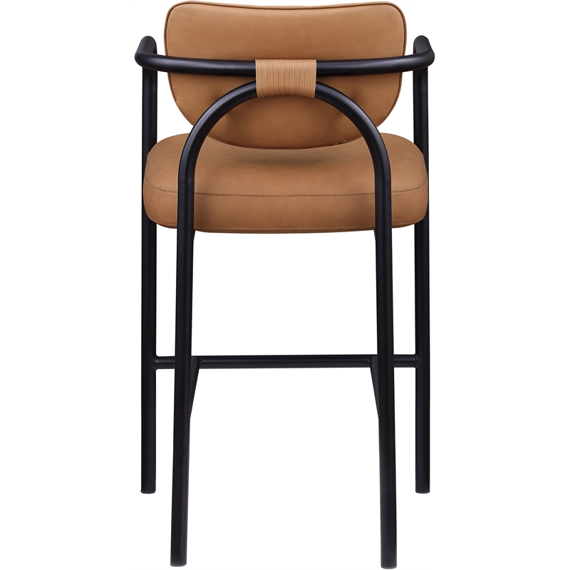 Meridian Furniture Serava Cognac Vegan Leather Upholstered Bar Stool
