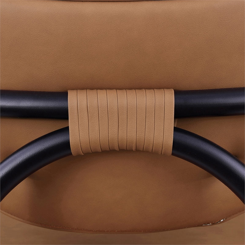 Meridian Furniture Serava Cognac Vegan Leather Upholstered Bar Stool