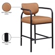 Meridian Furniture Serava Cognac Vegan Leather Upholstered Bar Stool