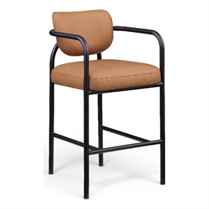 Meridian Furniture Serava Cognac Vegan Leather Upholstered Bar Stool