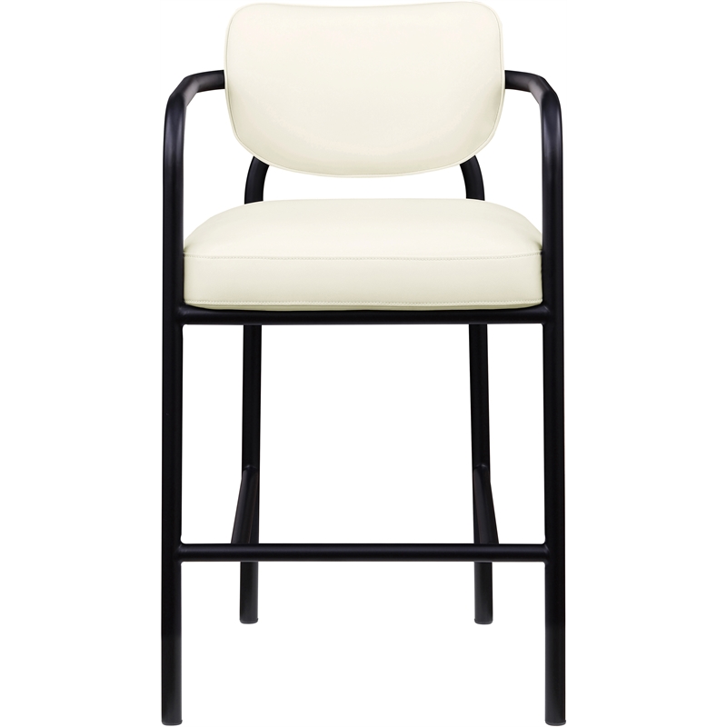 Meridian Furniture Serava Cream Vegan Leather Upholstered Bar Stool