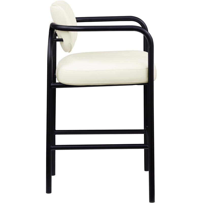 Meridian Furniture Serava Cream Vegan Leather Upholstered Bar Stool