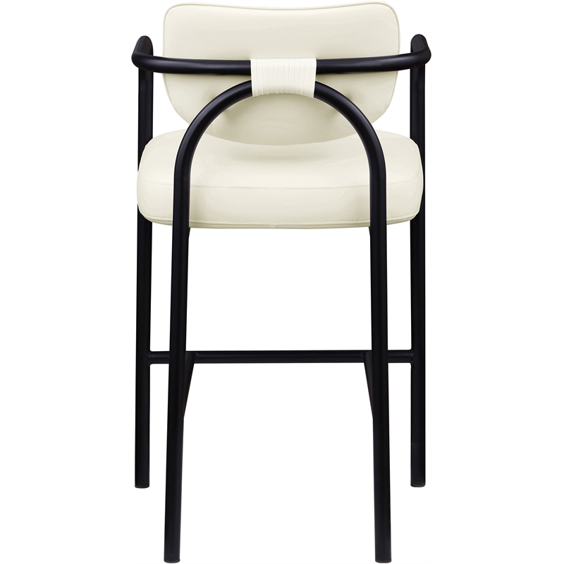 Meridian Furniture Serava Cream Vegan Leather Upholstered Bar Stool