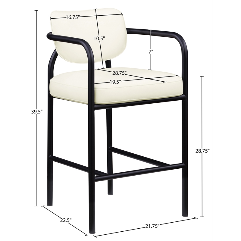 Meridian Furniture Serava Cream Vegan Leather Upholstered Bar Stool