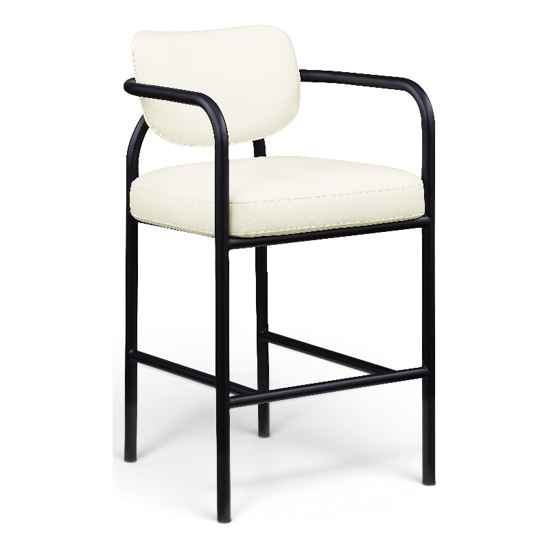 Meridian Furniture Serava Cream Vegan Leather Upholstered Bar Stool
