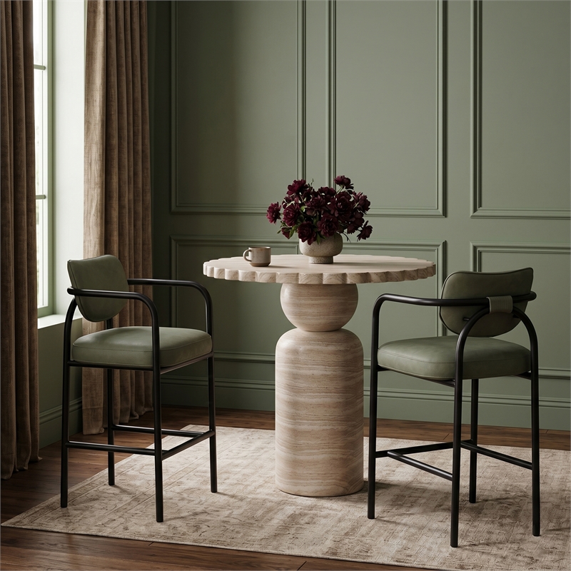 Meridian Furniture Serava Green Vegan Leather Upholstered Bar Stool