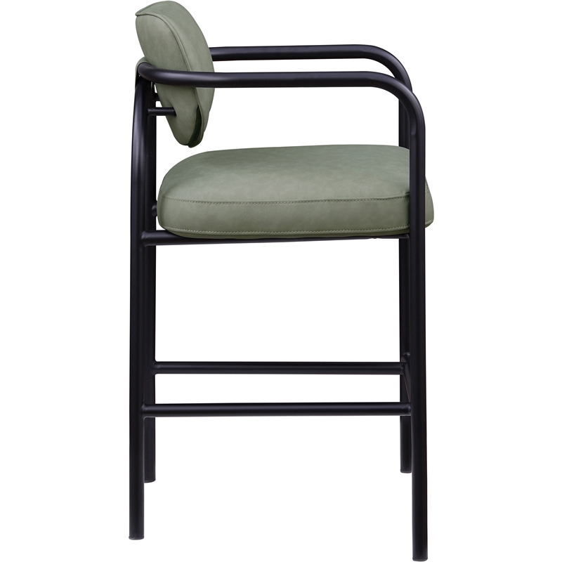 Meridian Furniture Serava Green Vegan Leather Upholstered Bar Stool