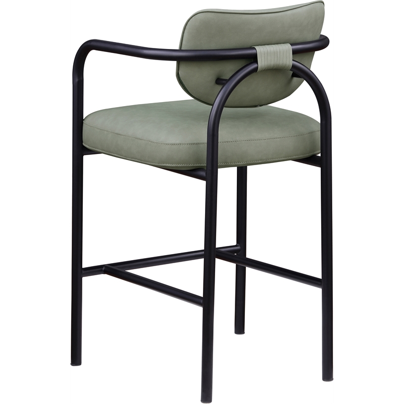 Meridian Furniture Serava Green Vegan Leather Upholstered Bar Stool