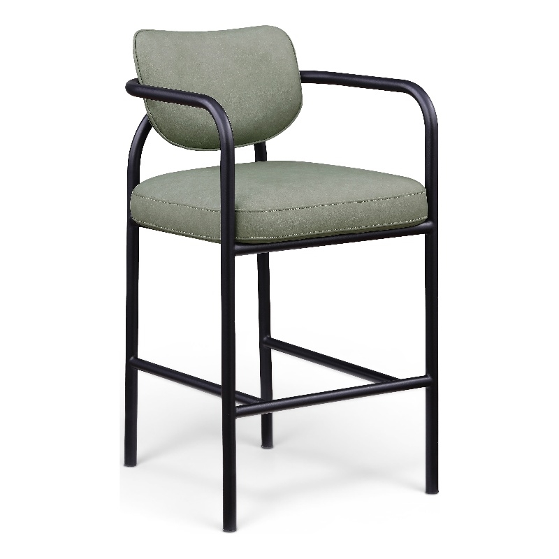 Meridian Furniture Serava Green Vegan Leather Upholstered Bar Stool