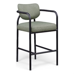 Meridian Furniture Serava Green Vegan Leather Upholstered Bar Stool